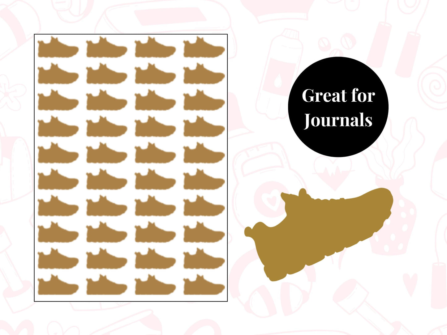 Sports Shoe Sticker Sheet Fitness Journal Planner Stickers Gym Tracker Icons 40 Pack