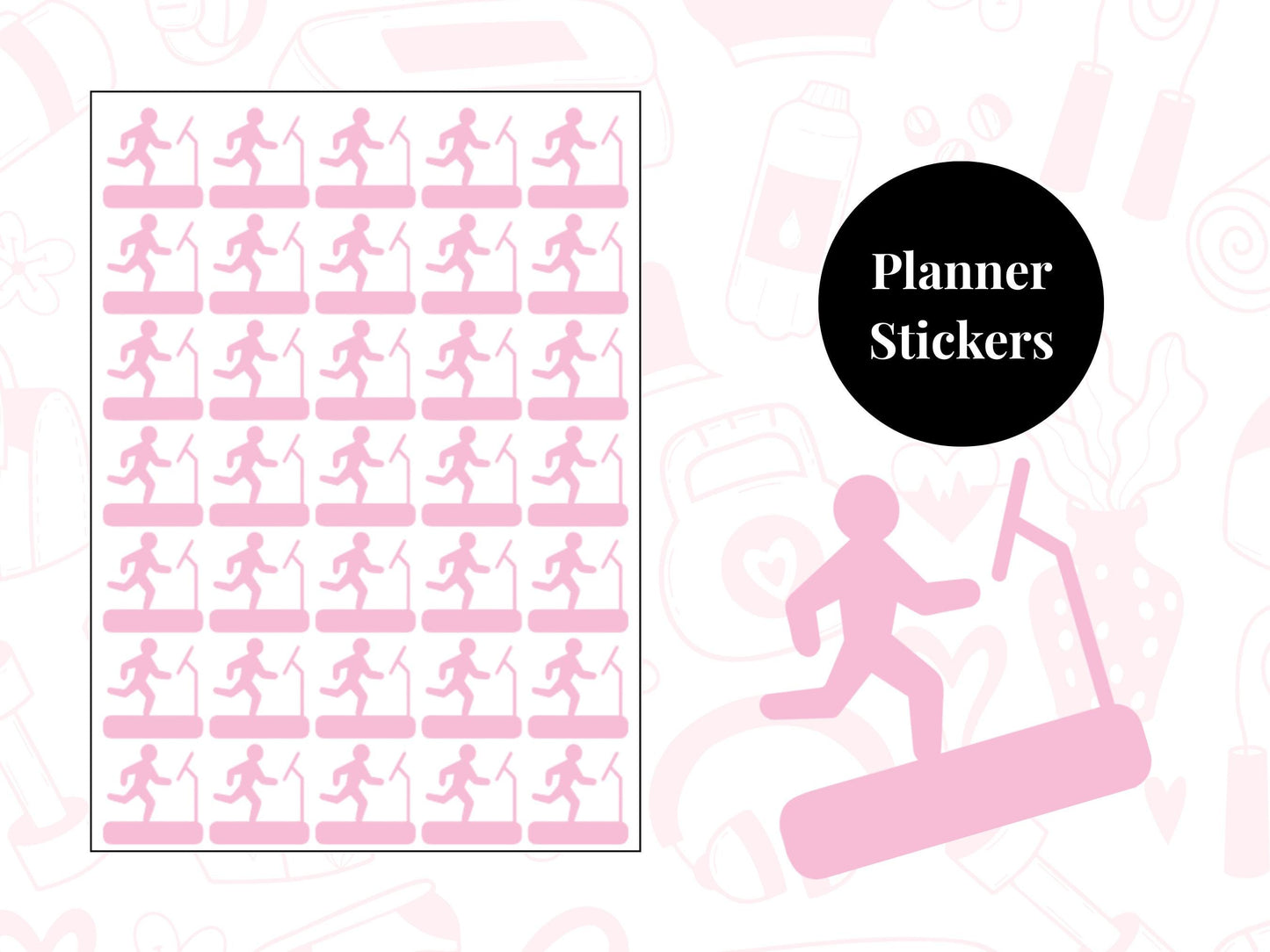 Running Machine Sticker Sheet Fitness Journal Planner Stickers Gym Tracker Icons 35 Pack