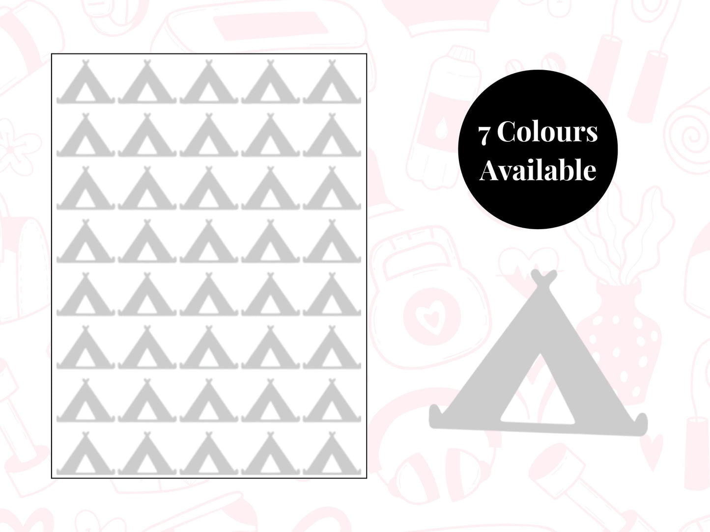 Tent Icon Vinyl Stickers: Waterproof Planner Decals (2cm x 1.5cm)