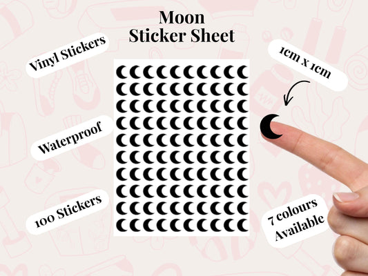Moon Sticker Sheet Self Care Planner Stickers Wellness Icons 100 Pack 7 Colours