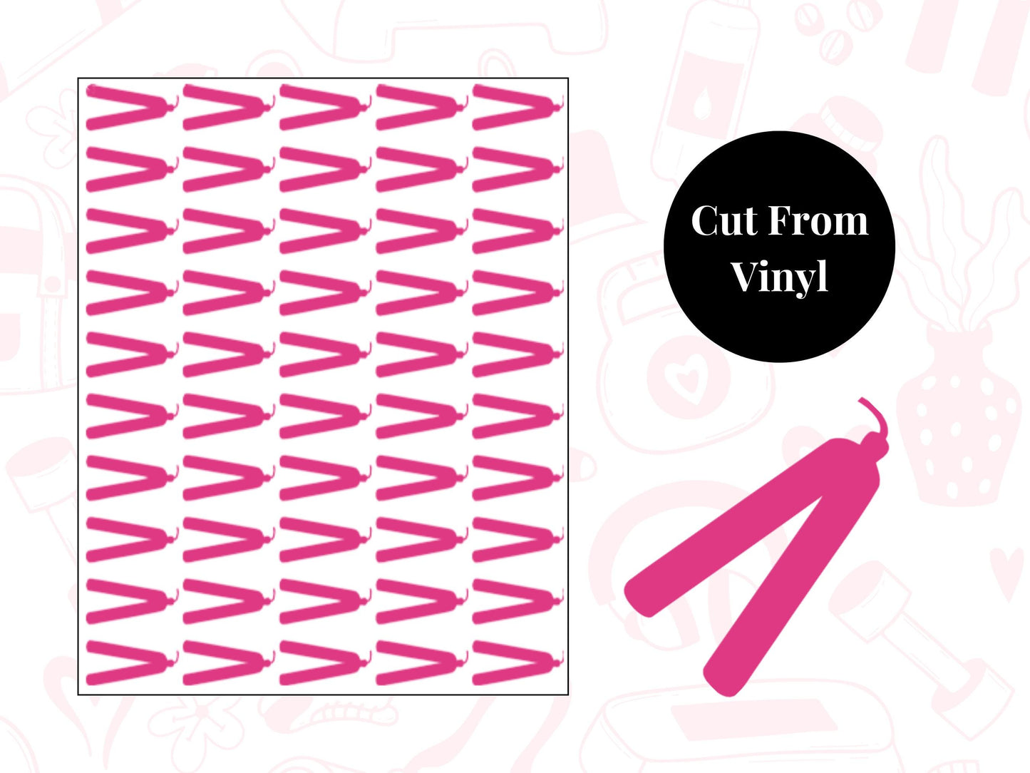 Hair Straightener Sticker Sheet Self Care Planner Stickers Icons 50 Stickers