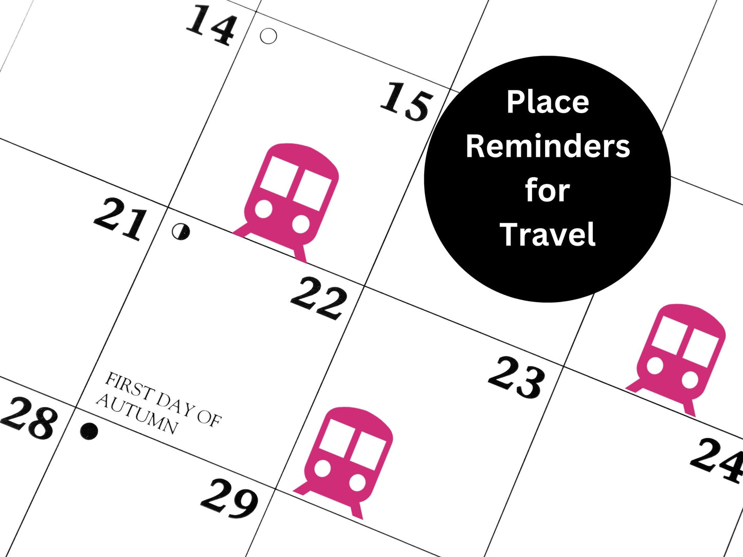 Train Icon Vinyl Stickers for Planners, Journals – Waterproof, 42 Pack