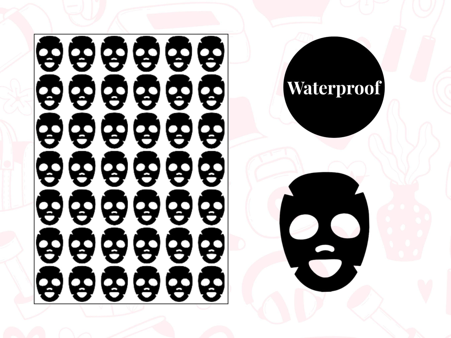 Face Mask Sticker Sheet Self Care Planner Stickers Icons 42 Stickers