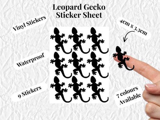 Leopard Gecko Stickers Reptile Vinyl Decals Pet Lizard Stickers 9 Pack