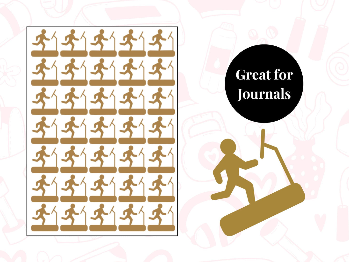 Running Machine Sticker Sheet Fitness Journal Planner Stickers Gym Tracker Icons 35 Pack