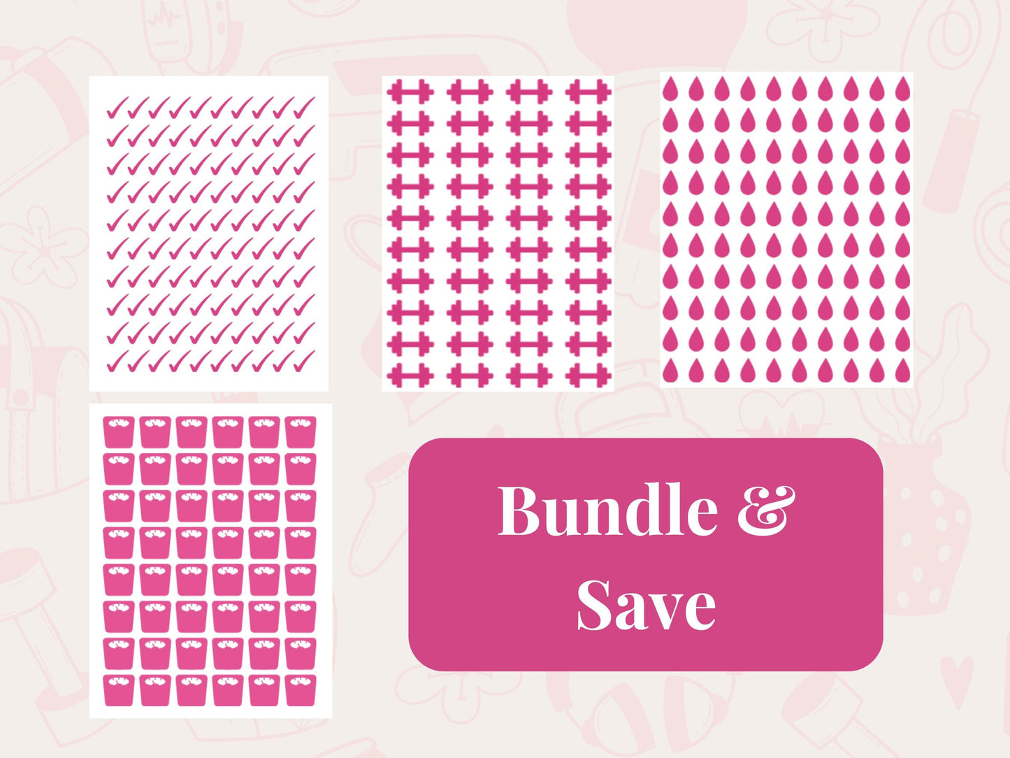 Weight Loss and Fitness Planner Sticker Bundle