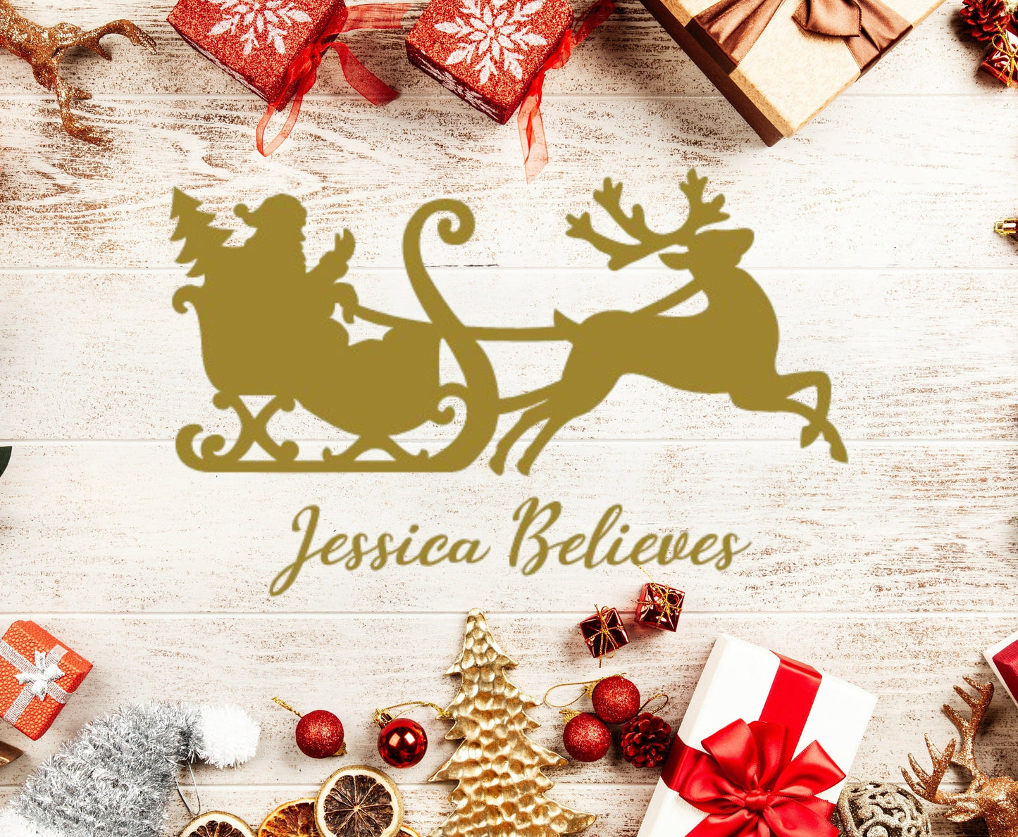 Vinyl Iron-On Transfer, DIY Christmas Heat Transfer, Custom Iron-On, Personalised Heat Transfer, Santa and Sleigh Heat Transfer