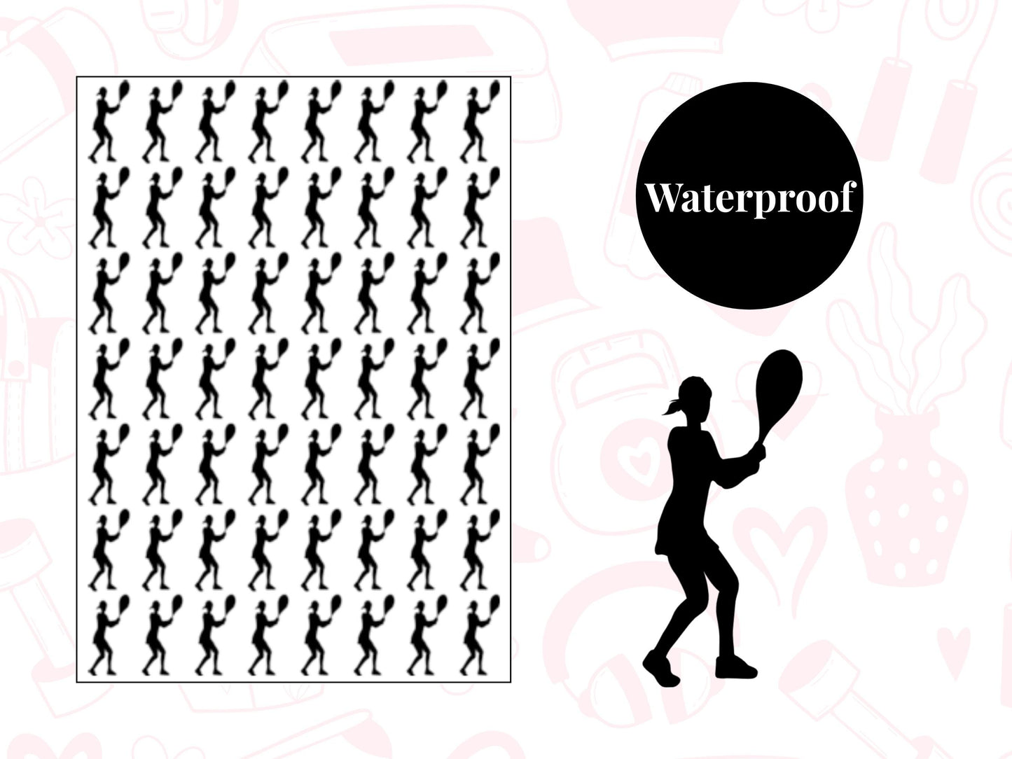Tennis Player Sticker Sheet Planner Stickers Golfing Icons Tee Off Journal Decals 56 Pack