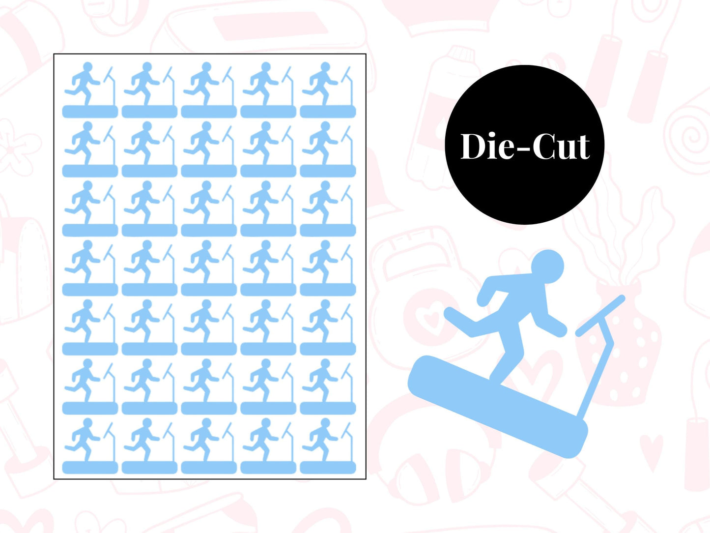 Running Machine Sticker Sheet Fitness Journal Planner Stickers Gym Tracker Icons 35 Pack