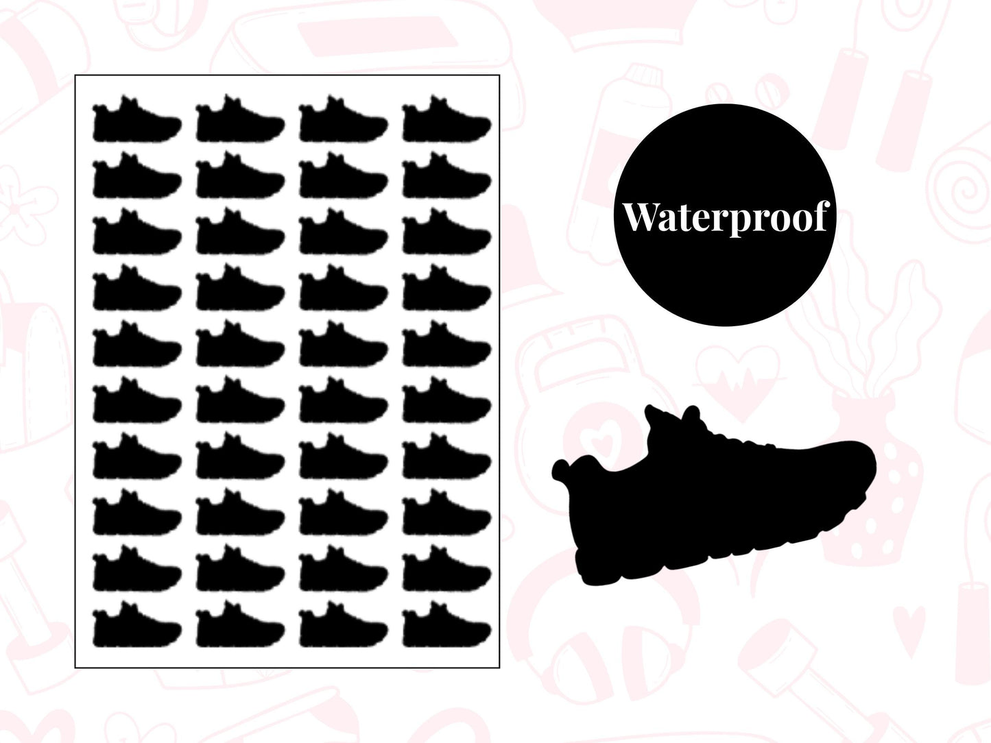 Sports Shoe Sticker Sheet Fitness Journal Planner Stickers Gym Tracker Icons 40 Pack