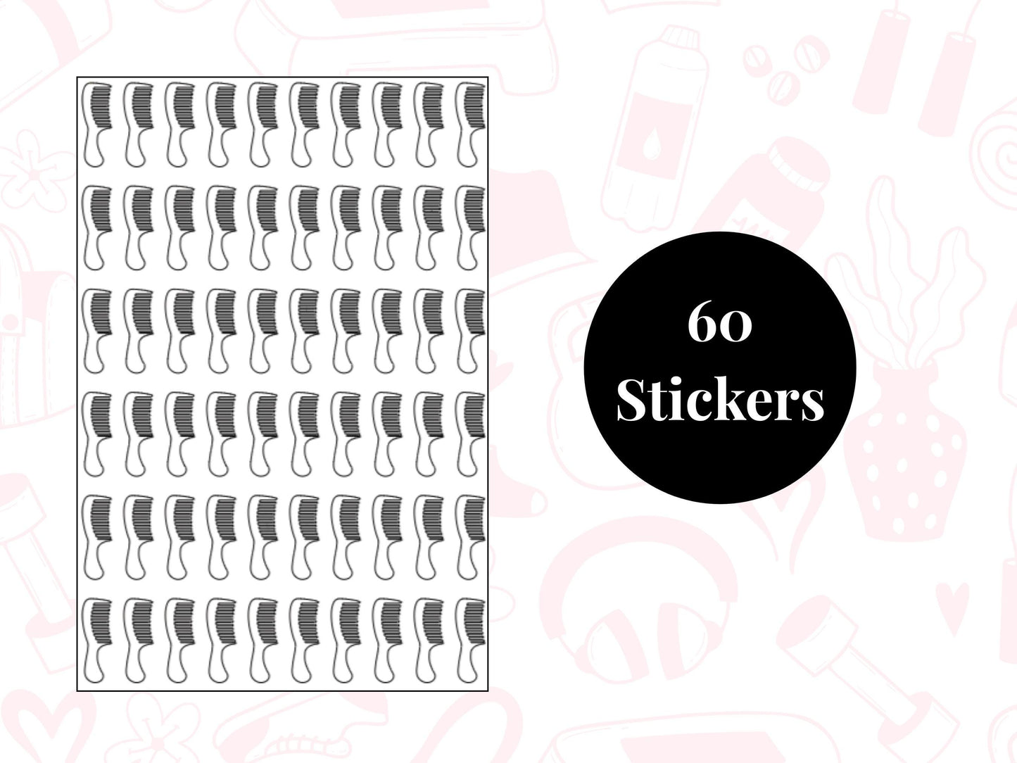 Comb Sticker Sheet Self Care Planner Stickers Icons 60 Stickers