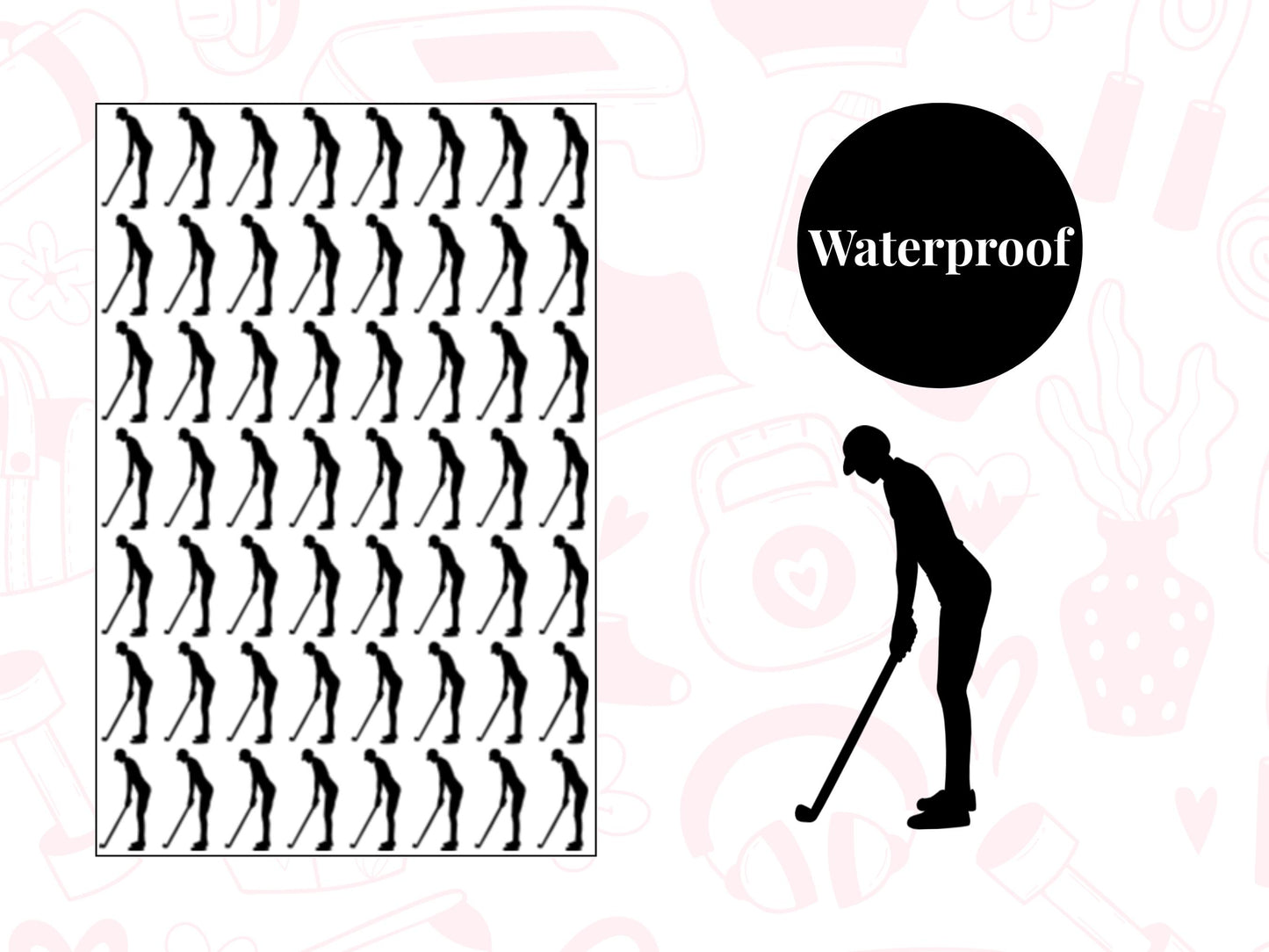 Golf Sticker Sheet Planner Stickers Golfing Icons Tee Off Journal Decals 56 Pack