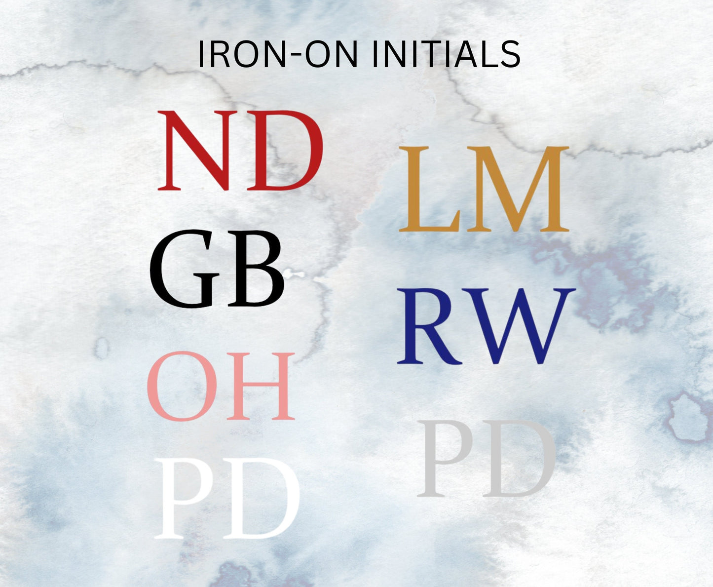 Iron-on Initials/HTV initials/Heat Transfer Initials/Personalised Clothing DIY/Stag Nights/Hen Nights/Children's Parties/Personalised HTV