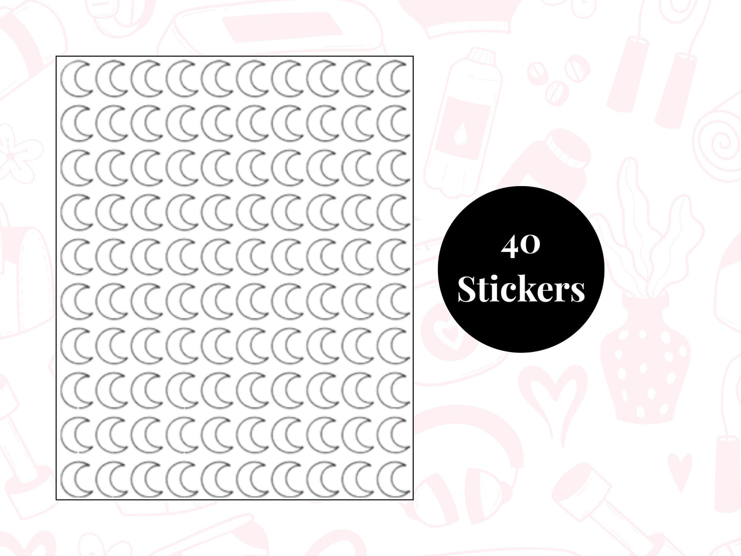 Moon Sticker Sheet Self Care Planner Stickers Wellness Icons 100 Pack 7 Colours