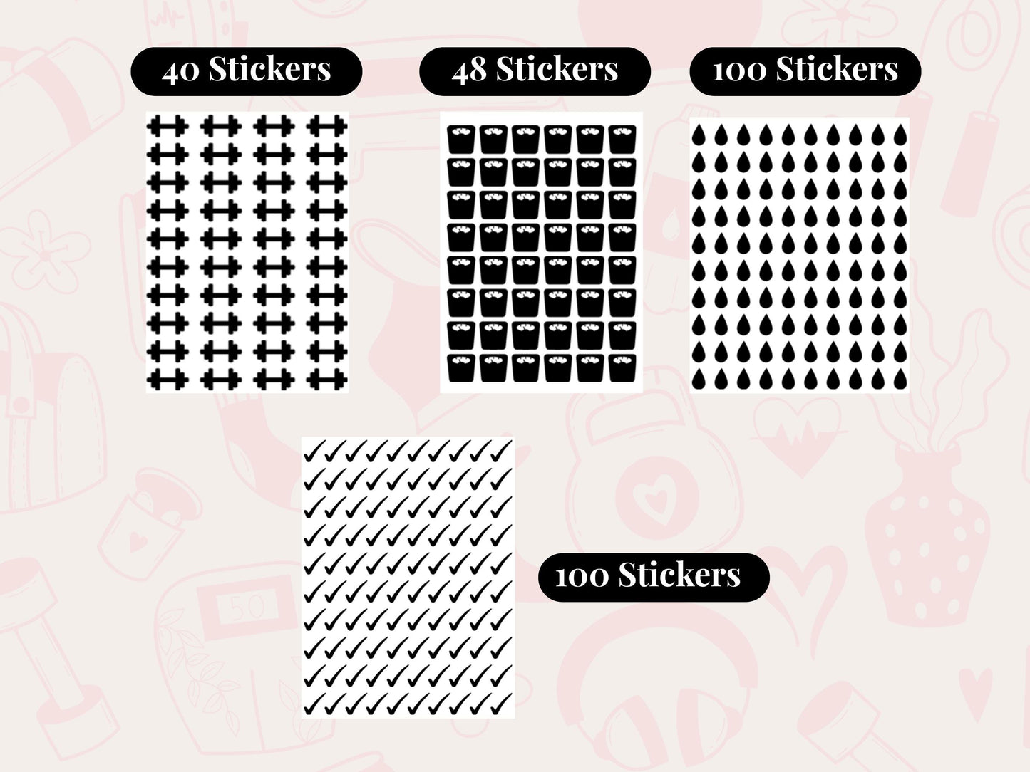 Weight Loss and Fitness Planner Sticker Bundle
