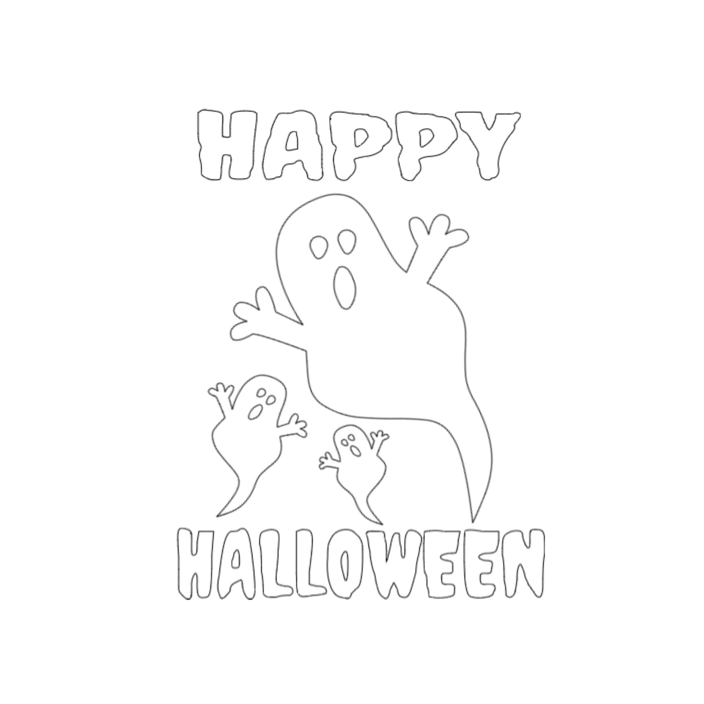 Halloween Heat transfer iron-on Happy Halloween and 3 Ghosts. HTV Happy Halloween. Iron-on Halloween decal