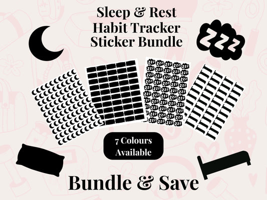 Sleep Tracker Sticker Bundle Planner Stickers Bed Moon Zzz Journal Icons Set