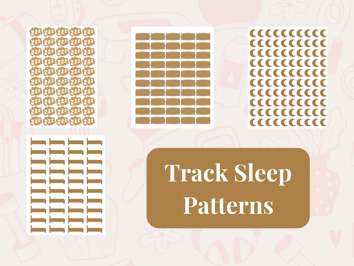 Sleep Tracker Sticker Bundle Planner Stickers Bed Moon Zzz Journal Icons Set
