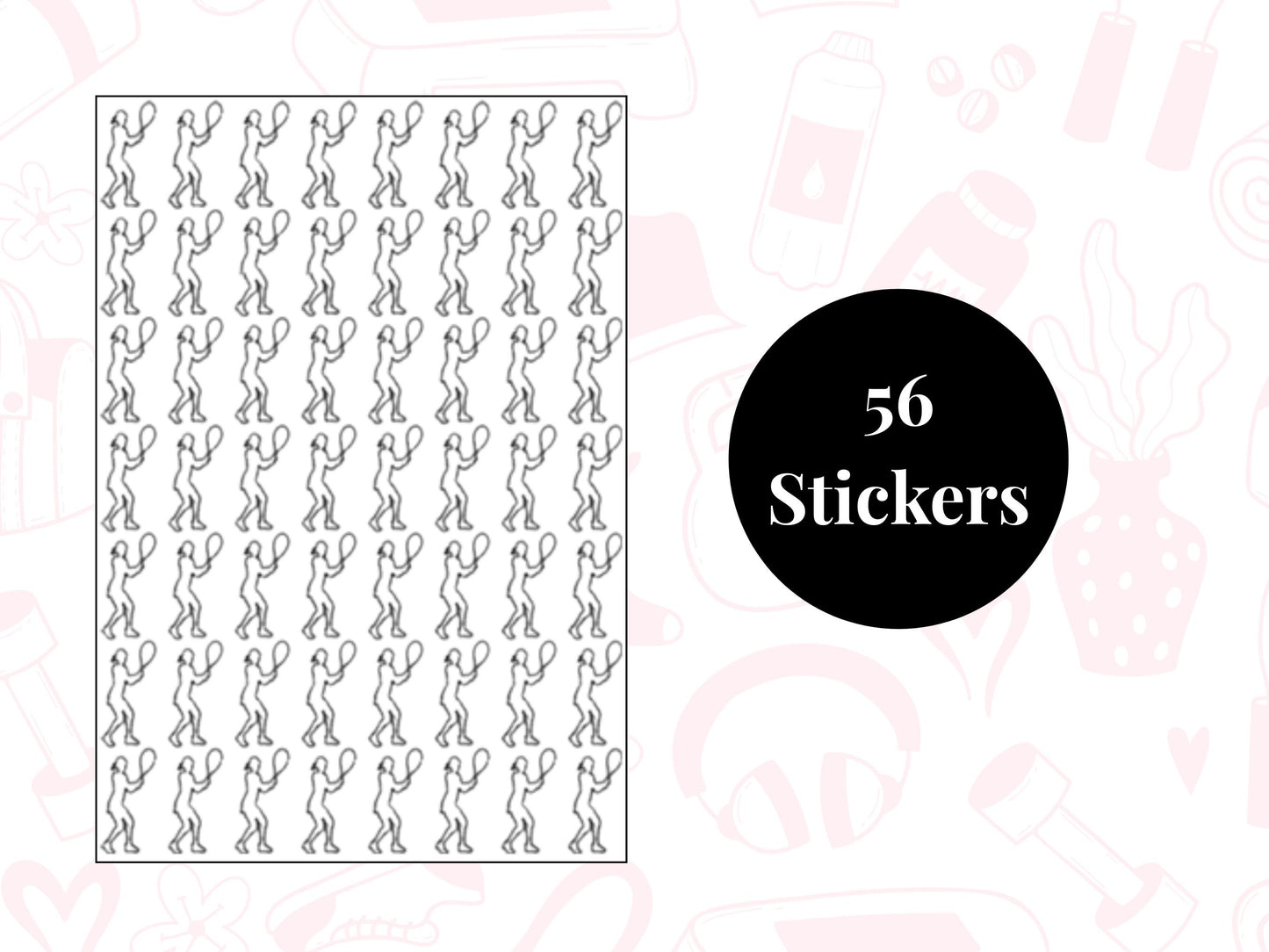 Tennis Player Sticker Sheet Planner Stickers Golfing Icons Tee Off Journal Decals 56 Pack