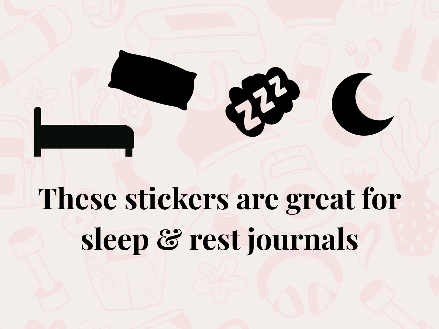Sleep Tracker Sticker Bundle Planner Stickers Bed Moon Zzz Journal Icons Set