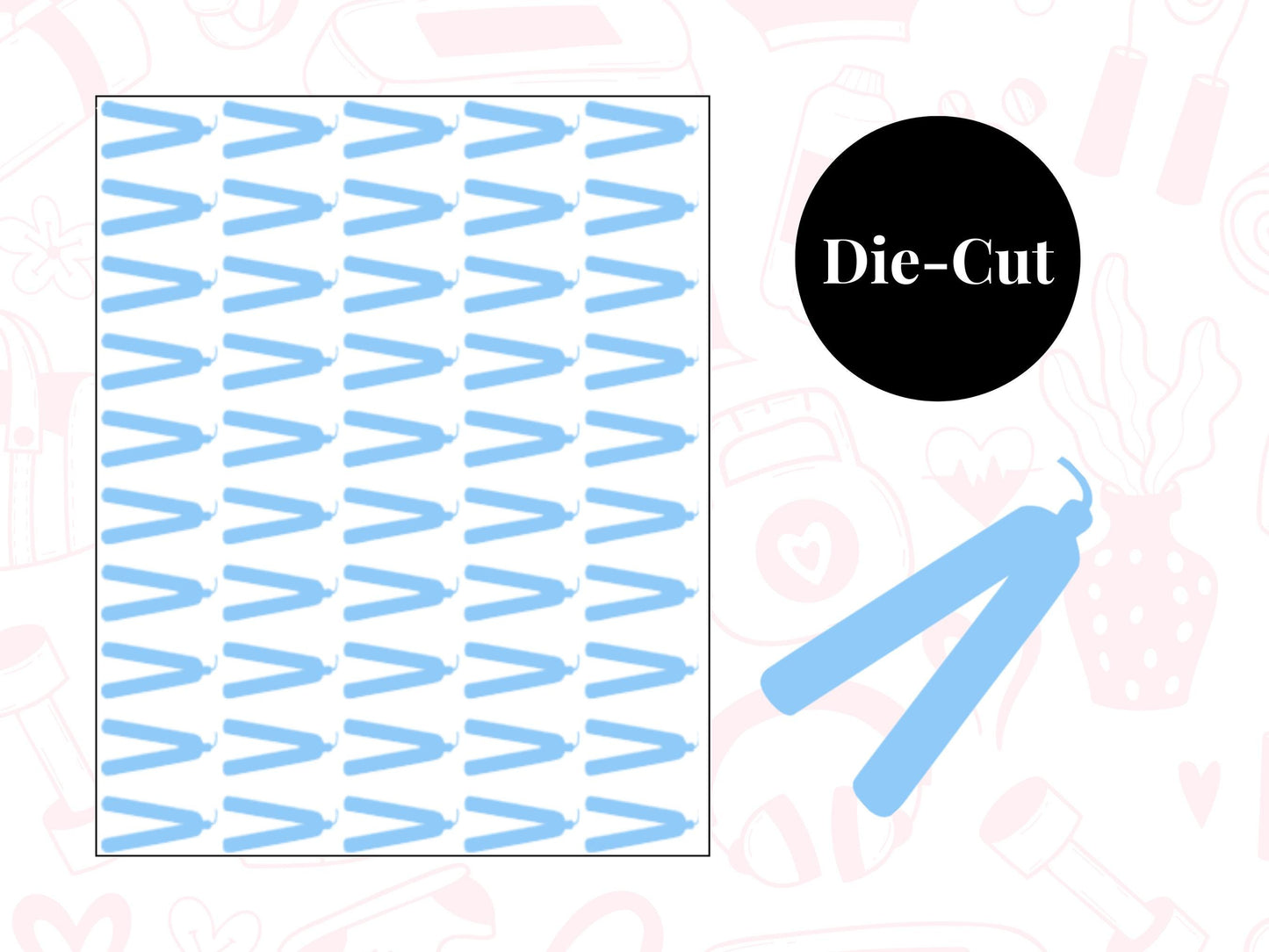 Hair Straightener Sticker Sheet Self Care Planner Stickers Icons 50 Stickers