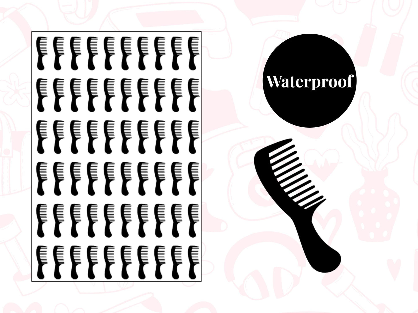 Comb Sticker Sheet Self Care Planner Stickers Icons 60 Stickers