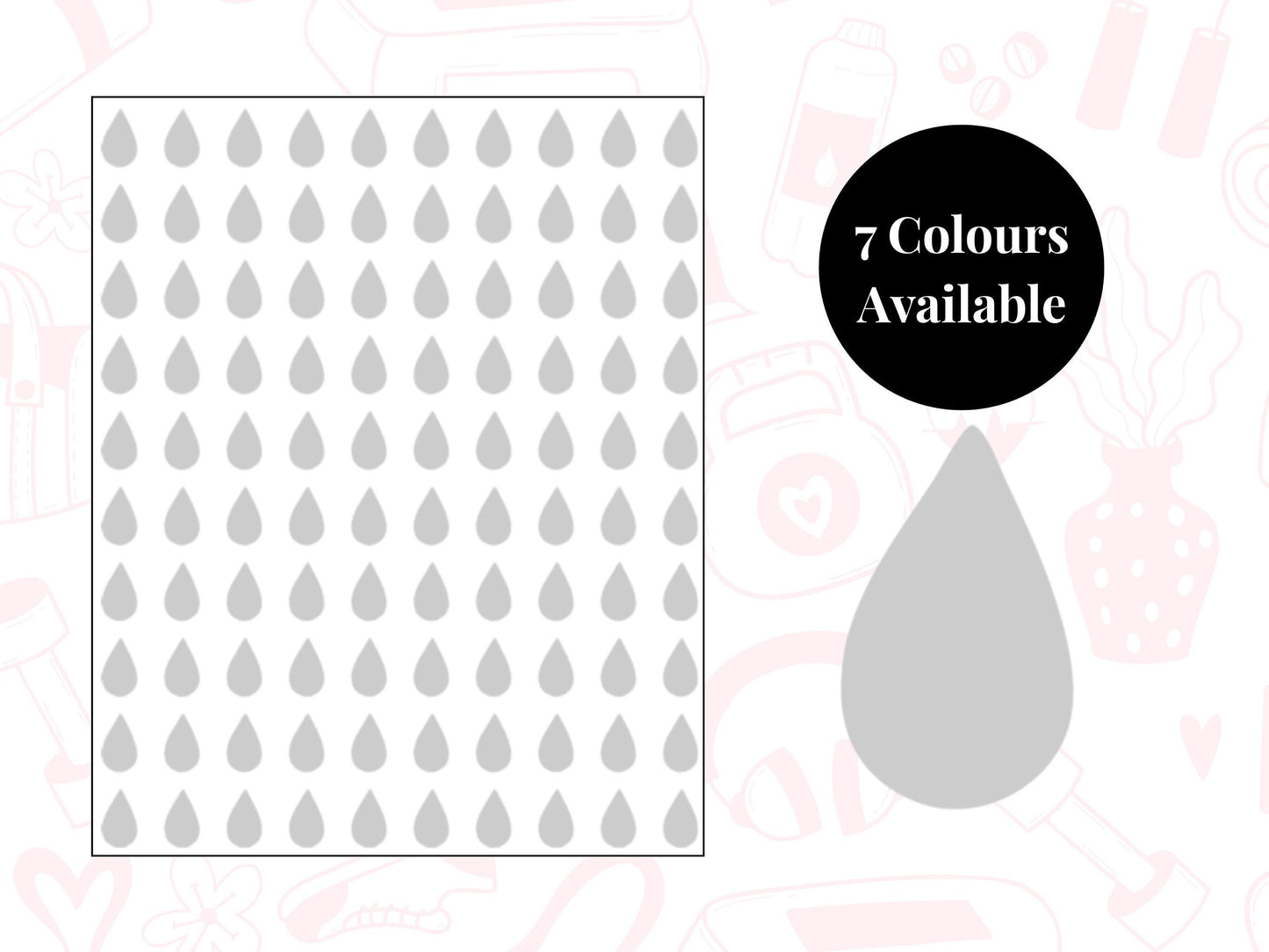 Water Tracker Sticker Sheet Hydration Planner Stickers Droplet Icons Journal 100 Pack