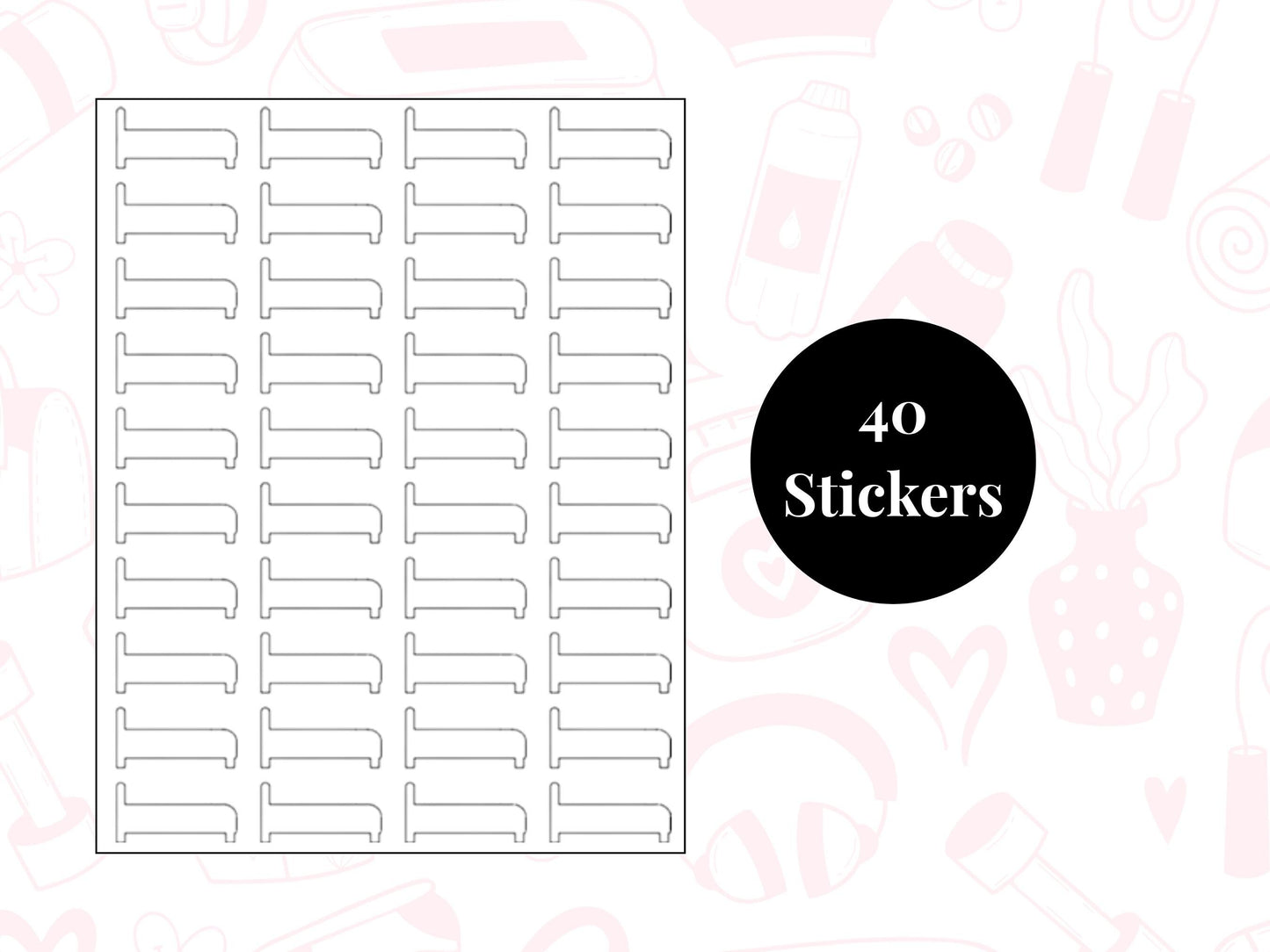 Bed Sticker Sheet Self Care Planner Stickers Wellness Icons 40 Pack 7 Colours