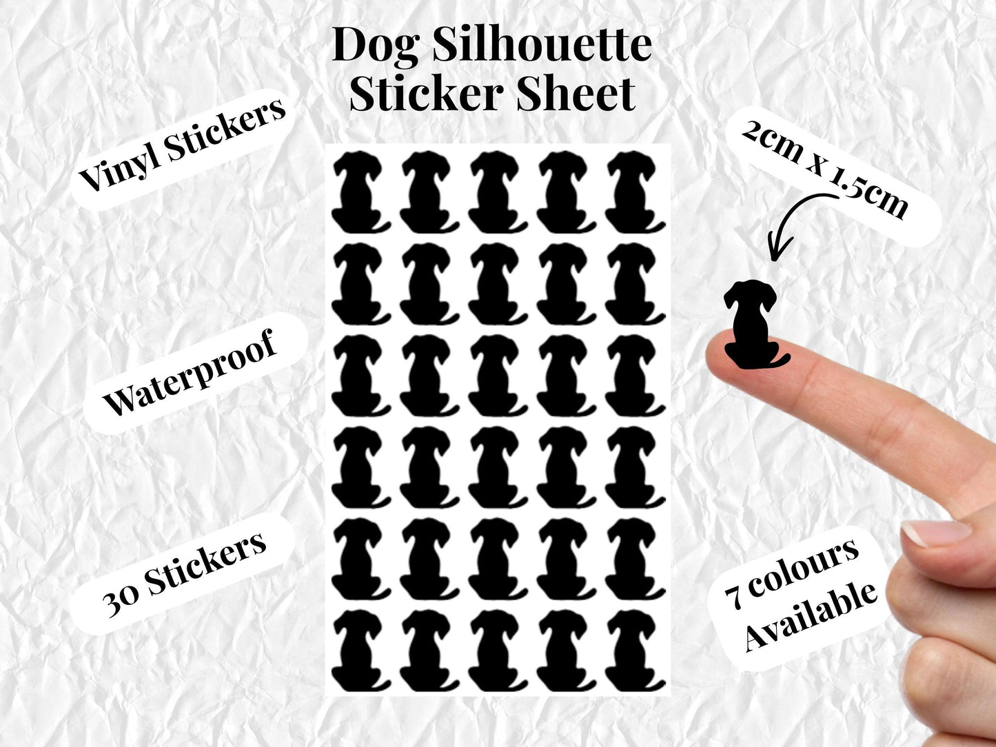 Dog Silhouette Sticker Sheet Pet Planner Stickers Animal Icons Journal 30 Pack