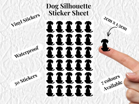 Dog Silhouette Sticker Sheet Pet Planner Stickers Animal Icons Journal 30 Pack