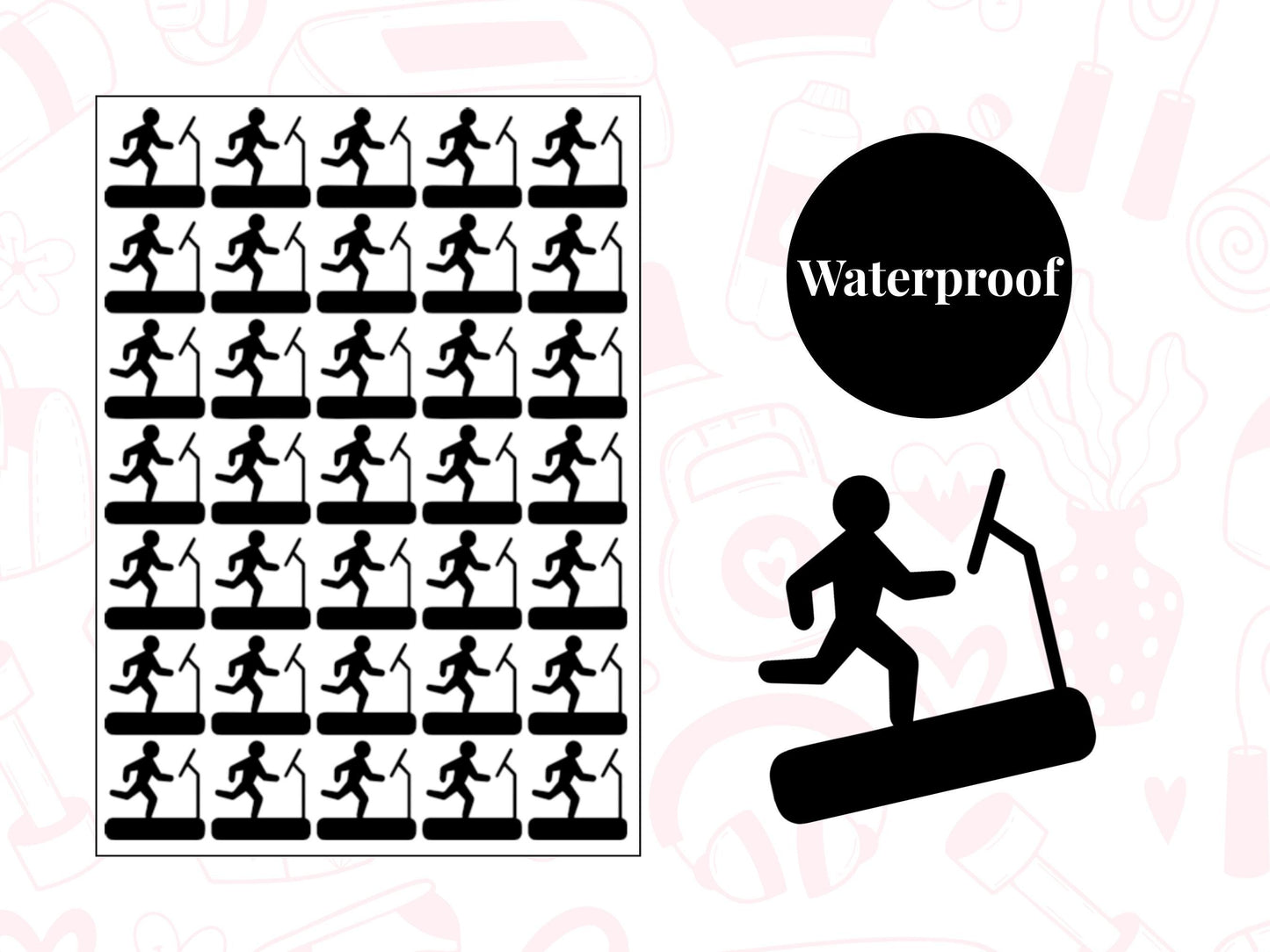Running Machine Sticker Sheet Fitness Journal Planner Stickers Gym Tracker Icons 35 Pack