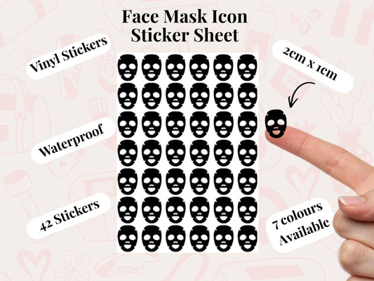 Face Mask Sticker Sheet Self Care Planner Stickers Icons 42 Stickers