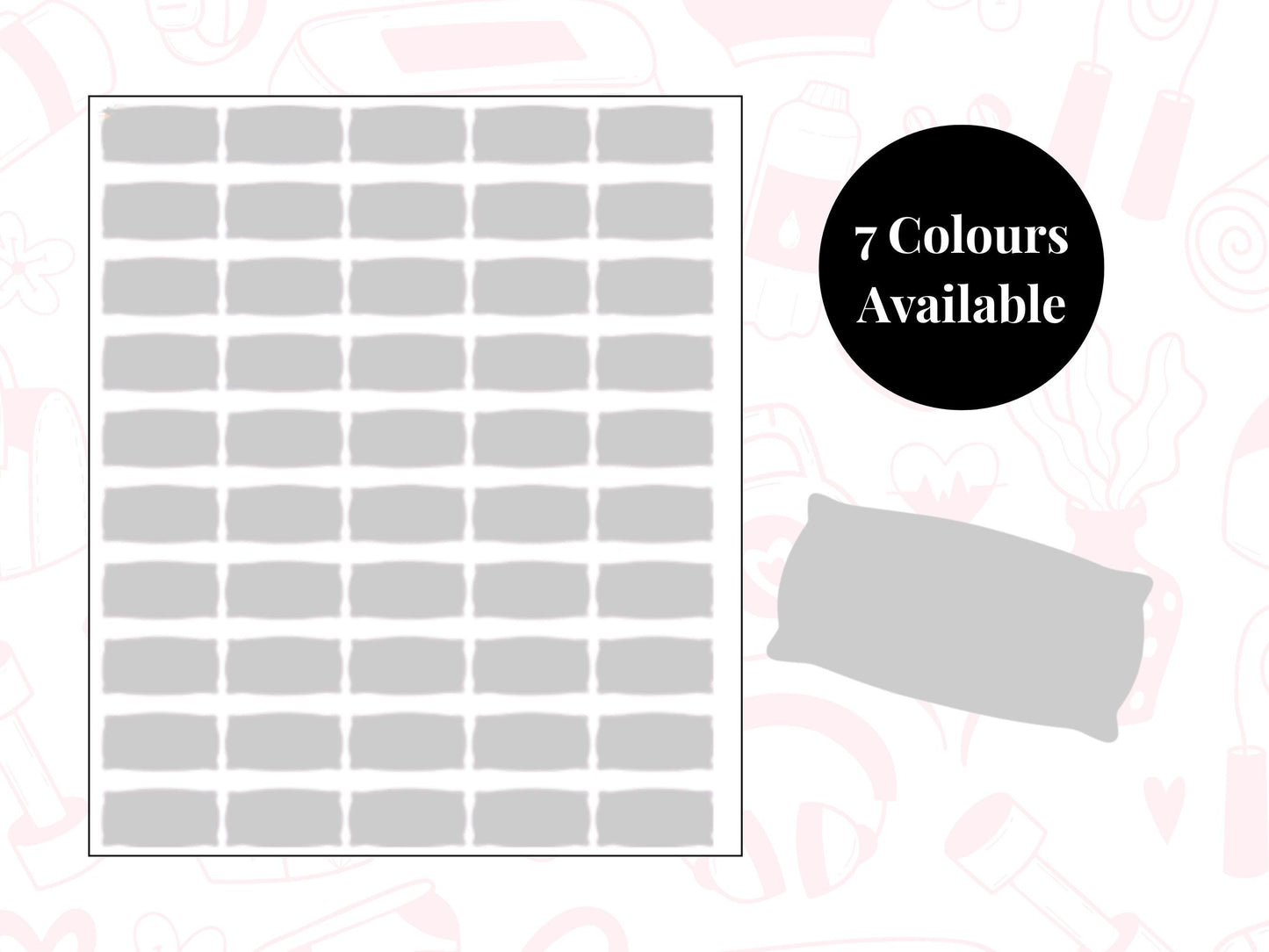 Pillow Sticker Sheet Self Care Planner Stickers Wellness Icons 50 Pack 7 Colours