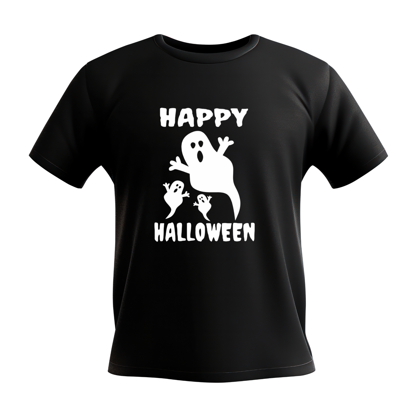 Halloween Heat transfer iron-on Happy Halloween and 3 Ghosts. HTV Happy Halloween. Iron-on Halloween decal