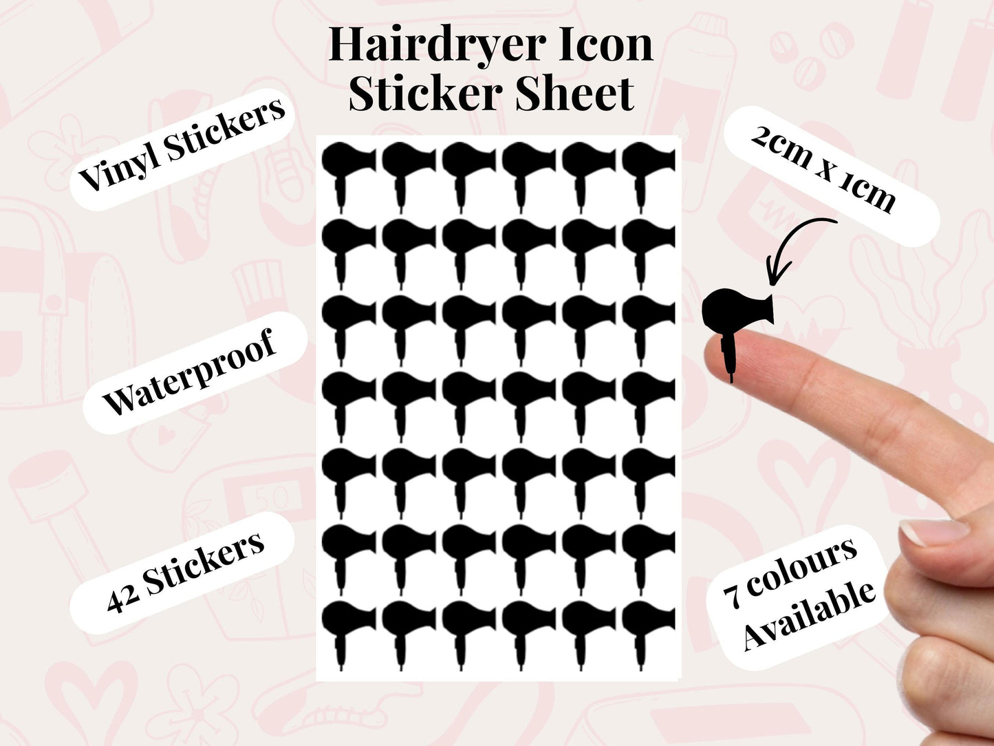 Hair Dryer Sticker Sheet Self Care Planner Stickers Icons 42 Stickers