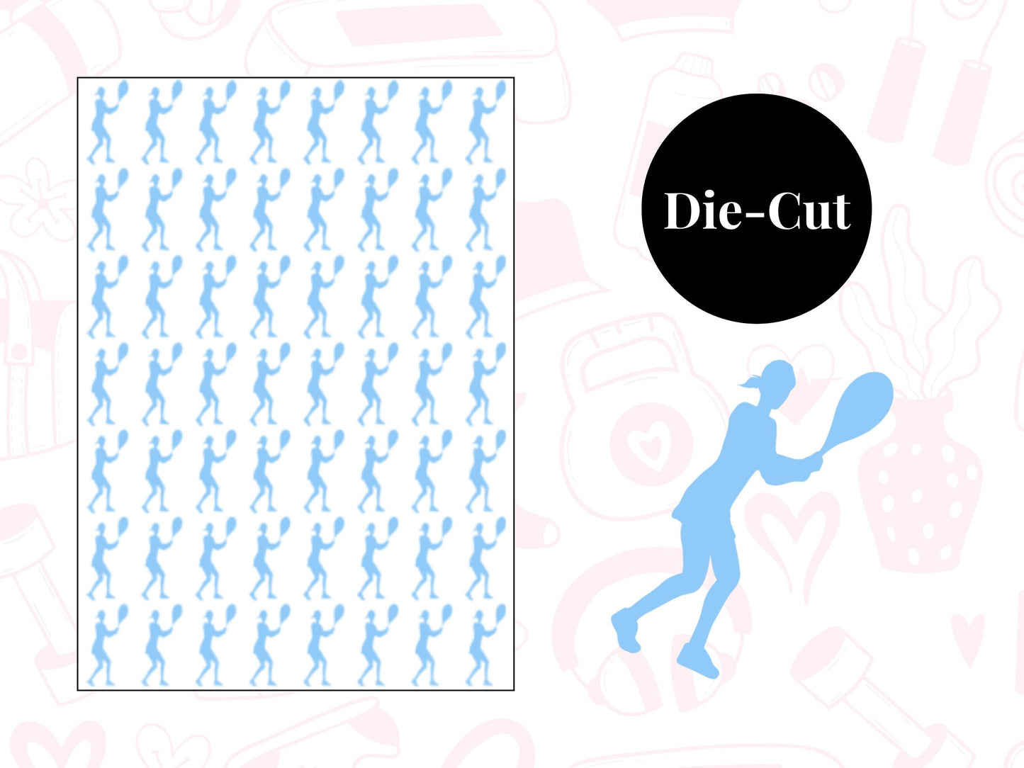 Tennis Player Sticker Sheet Planner Stickers Golfing Icons Tee Off Journal Decals 56 Pack