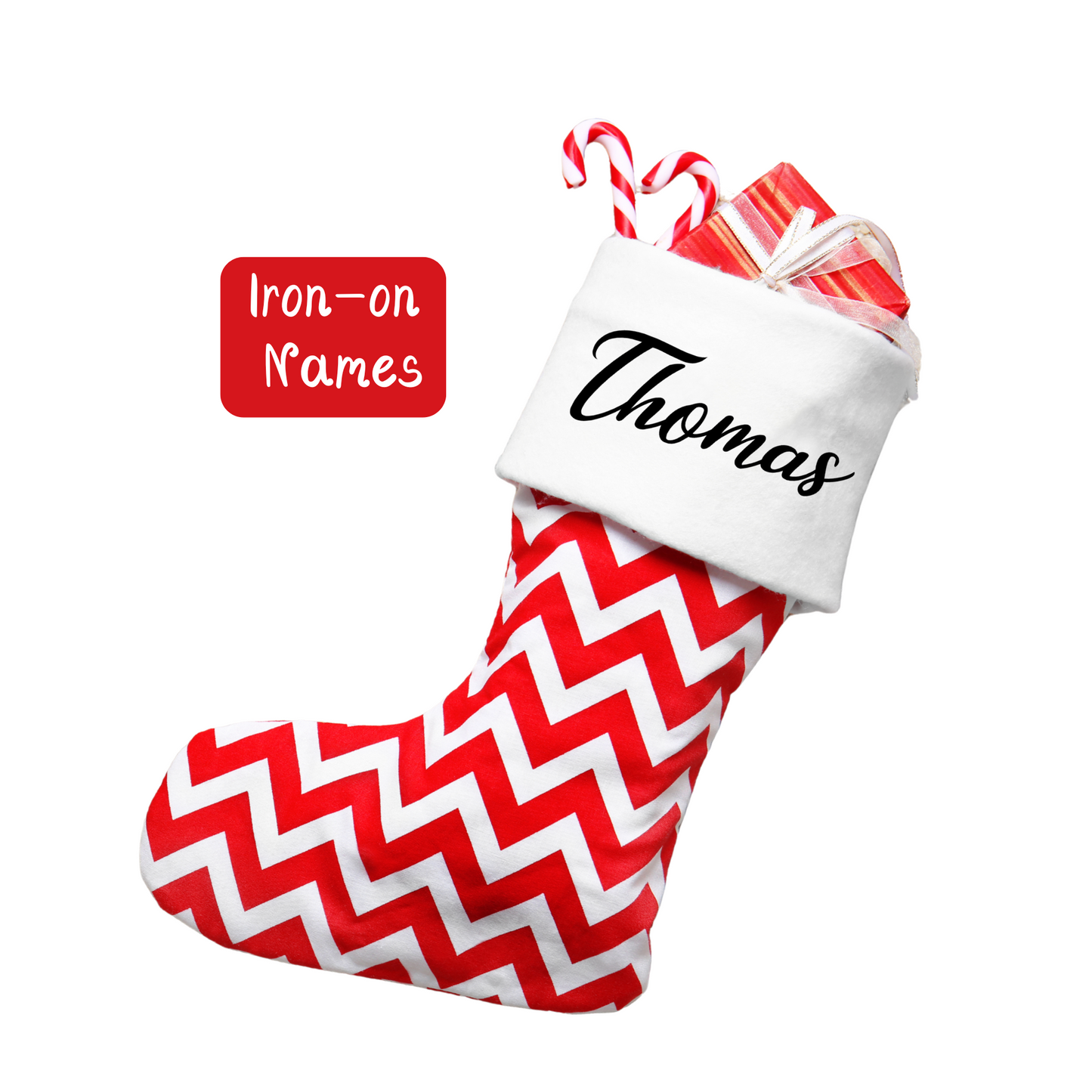 Iron-on Name Decals. Christmas Stocking Iron-on Names. Personalised Iron-on. Christmas DIY. Festive Iron-on. Heat Transfer Names