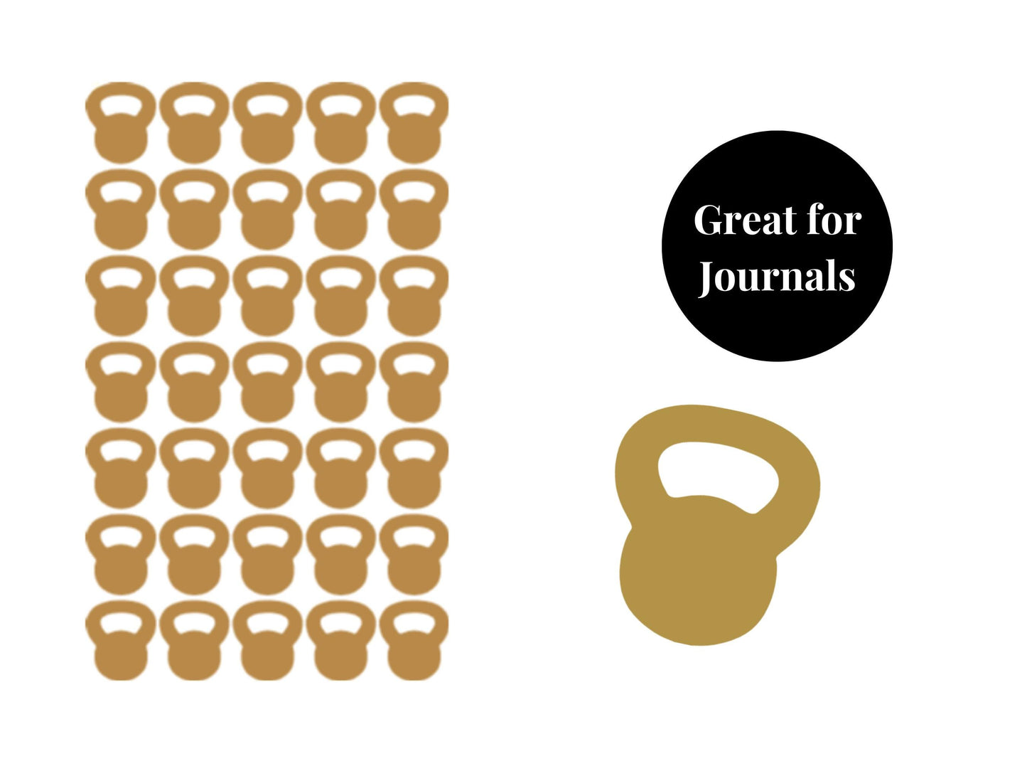 Kettle Bell Sticker Sheet Fitness Journal Planner Stickers Gym Tracker Icons 35 Pack