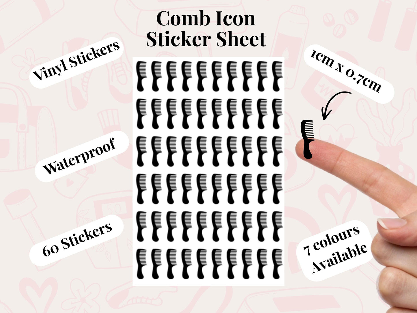 Comb Sticker Sheet Self Care Planner Stickers Icons 60 Stickers