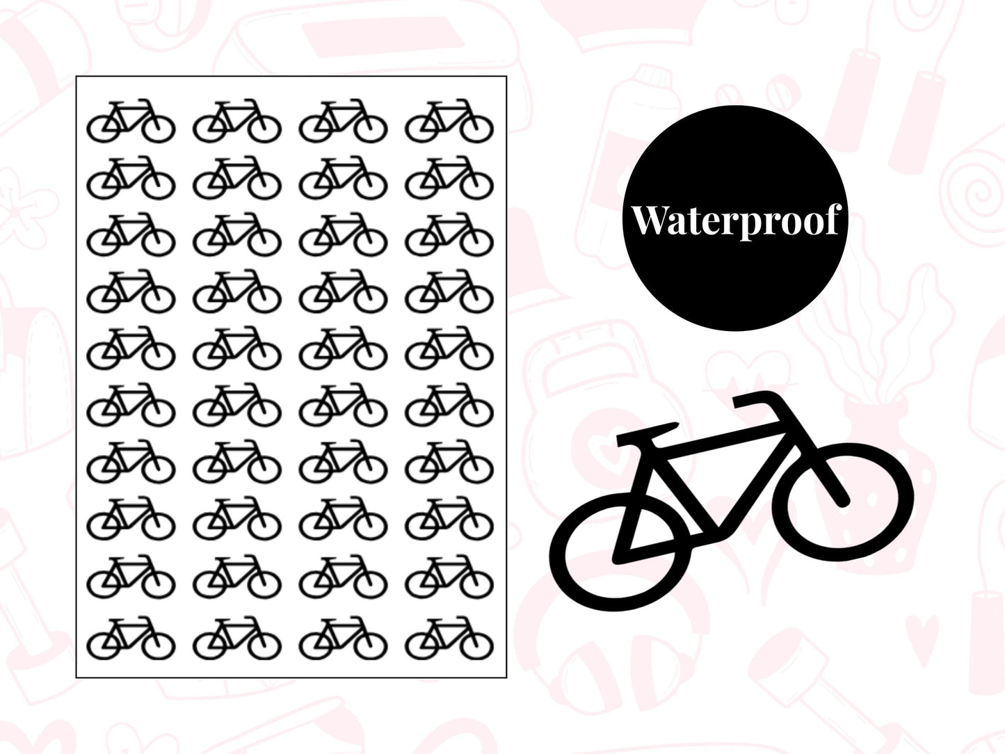 Bicycle Sticker Sheet Fitness Journal Planner Stickers Gym Tracker Icons 40 Pack