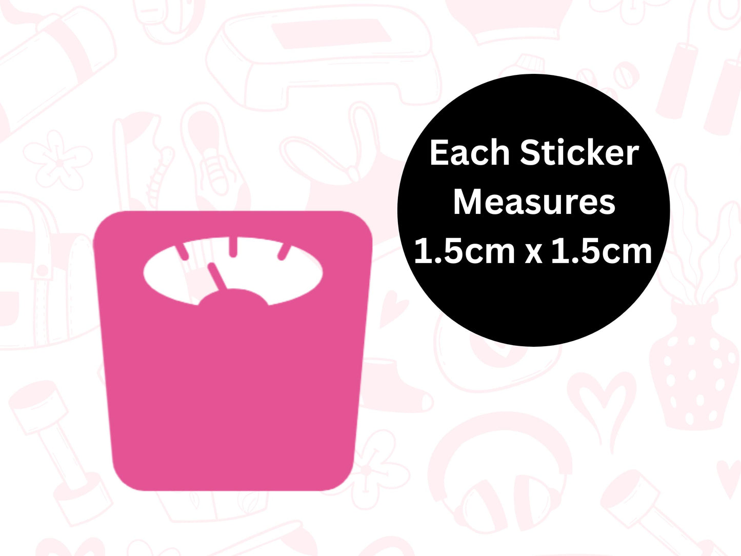 Bathroom Scales Sticker Sheet Weight Tracker Planner Stickers Fitness Journal Icons 48 Pack