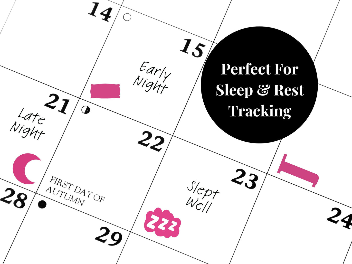Sleep Tracker Sticker Bundle Planner Stickers Bed Moon Zzz Journal Icons Set