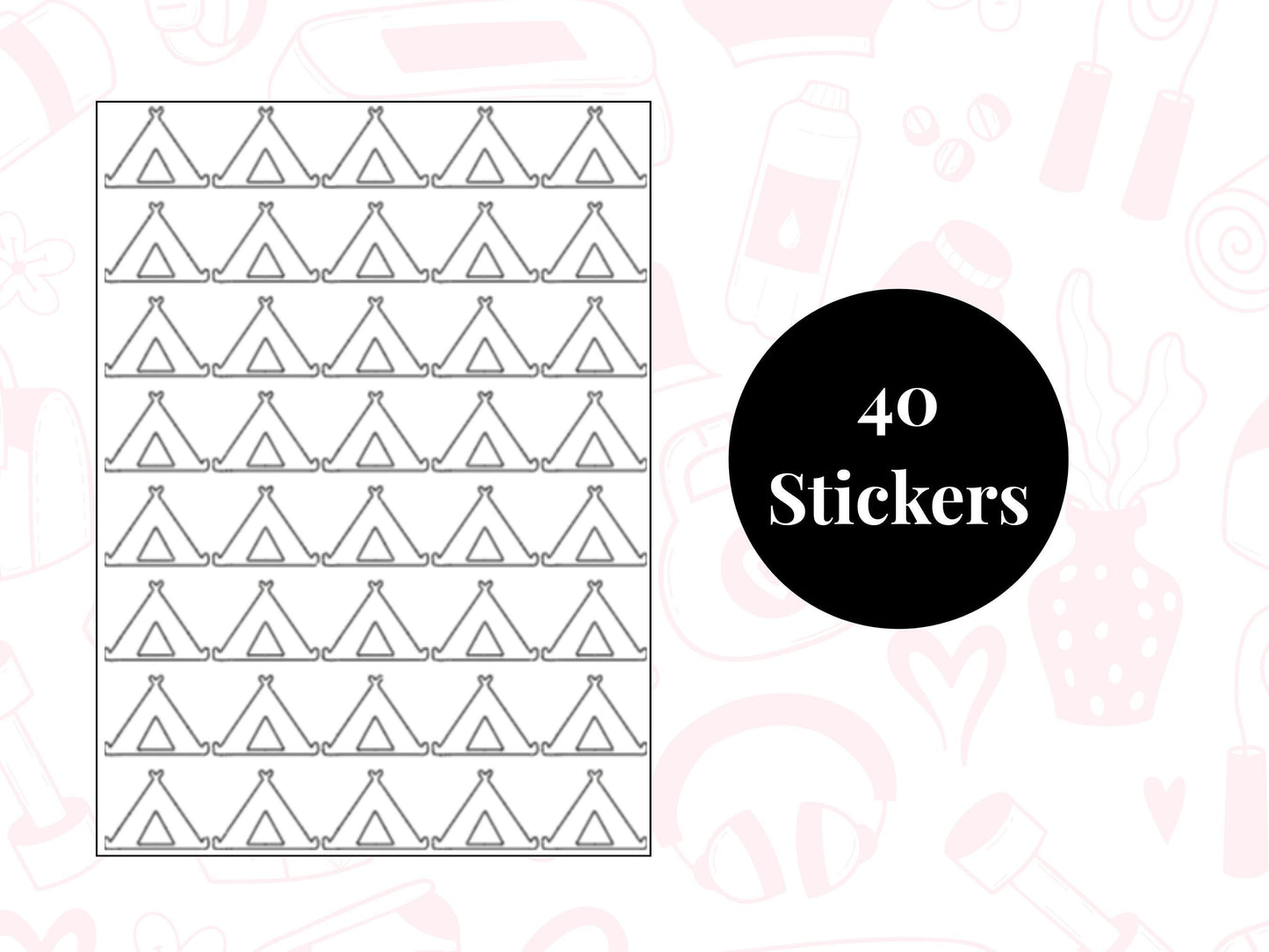 Tent Icon Vinyl Stickers: Waterproof Planner Decals (2cm x 1.5cm)