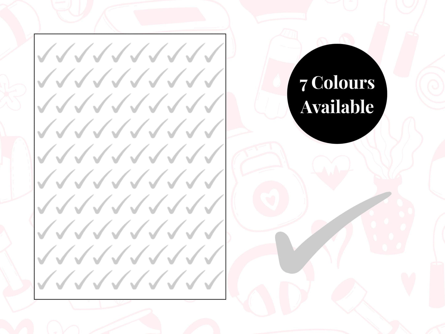 Check Mark/Tick Sticker Sheet Fitness Journal Planner Stickers Gym Tracker Icons 100 Pack