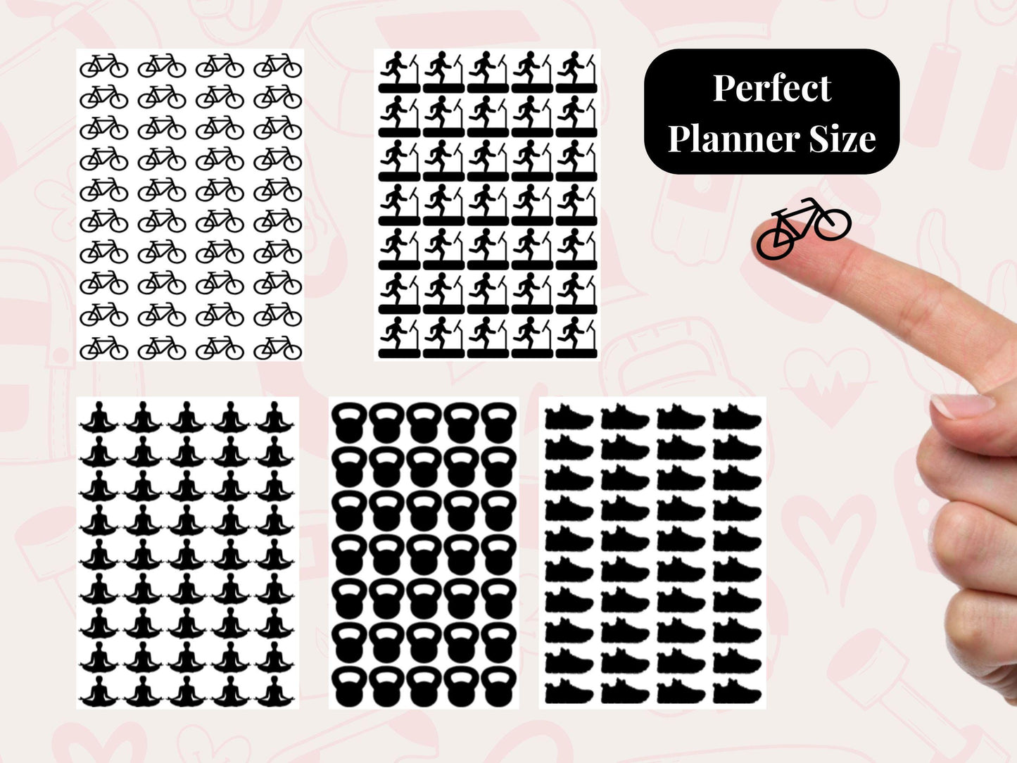 Active Lifestyle Sticker Bundle Fitness Planner Workout Activity Journal Icons Multi Sheet Set