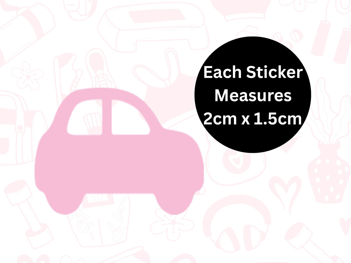 Car Icon Vinyl Stickers for Planners, Journals – Waterproof, 40 Pack