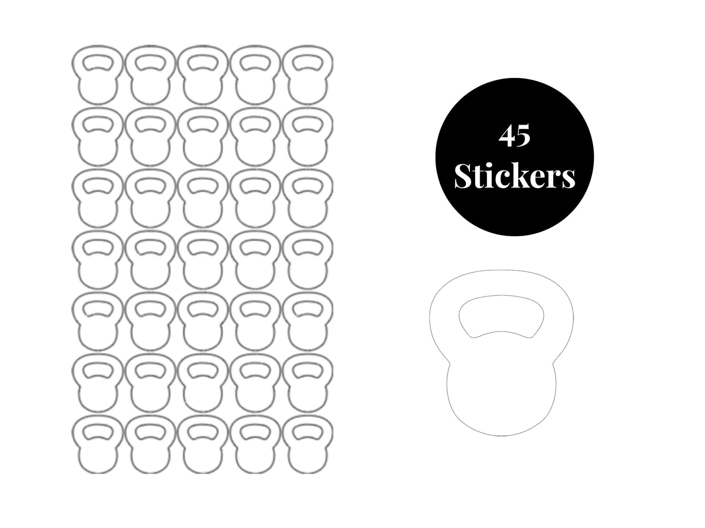 Kettle Bell Sticker Sheet Fitness Journal Planner Stickers Gym Tracker Icons 35 Pack