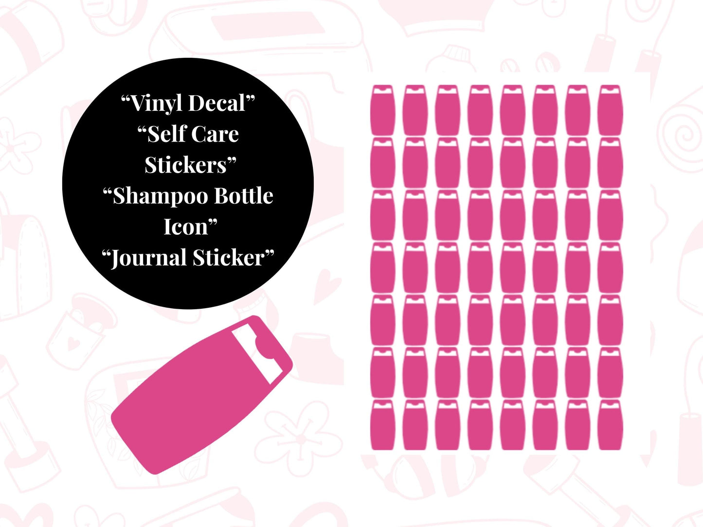Shampoo Bottle Sticker Sheet Self Care Planner Stickers Icons 56 Stickers
