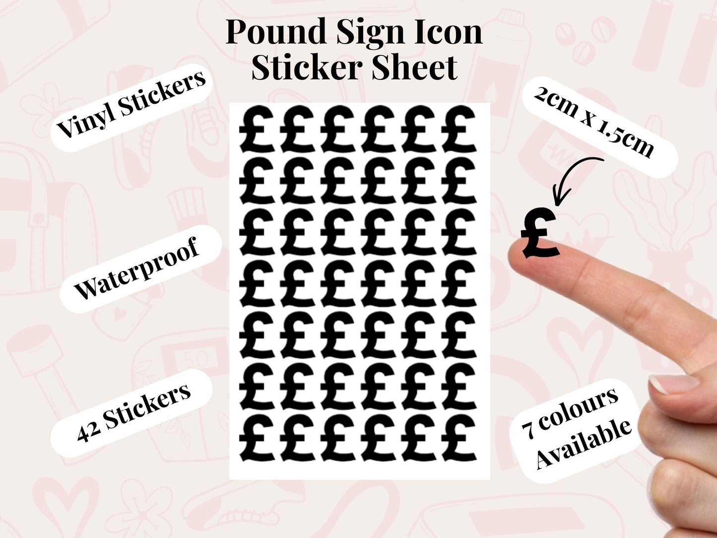 Pound Sign Sticker Sheet Budget Planner Stickers Money Tracker Finance Icons 42 Pack