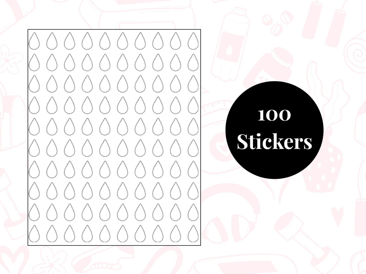 Water Tracker Sticker Sheet Hydration Planner Stickers Droplet Icons Journal 100 Pack